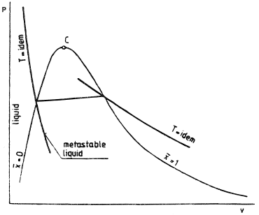 The liquid in the metastable region.