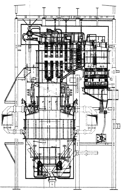 Babcock downshot-fired utility boiler (courtesy of Babcock Energy Ltd).