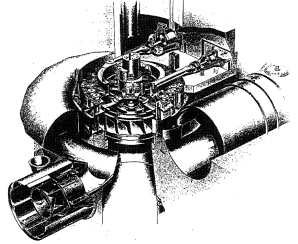 Francis turbine with pressure relief valve (with permission of Kvaerner-Boving Ltd).