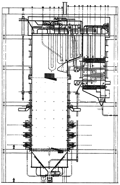 A typical Babcock two-pass once-through utility boiler. (Courtesy of Mitsui Babcock Energy Ltd.)