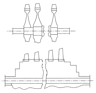 Disk (top) and drum (bottom) types of rotor design.