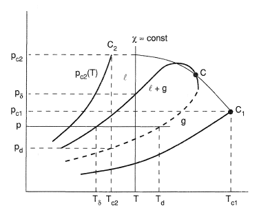p-T diagram for a binary mixture.