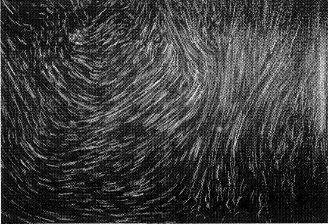 Stroboscopic exposure of tracer particles in a water flow. (S. Hilgers, Universitat Essen).
