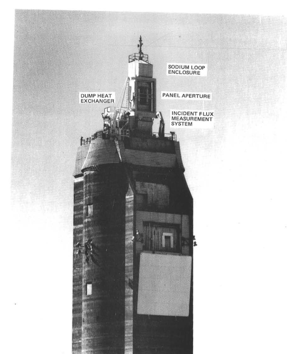 Liquid-sodium concentrated solar thermal systems: (a) Sandia National Laboratory’s sodium receiver installed for on-sun tests (OSTI,1983)