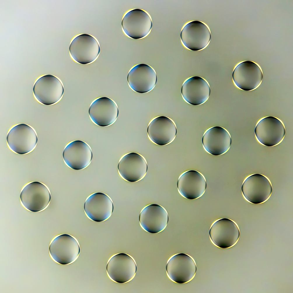 Typical color halos at the droplets of stabilized clusters
